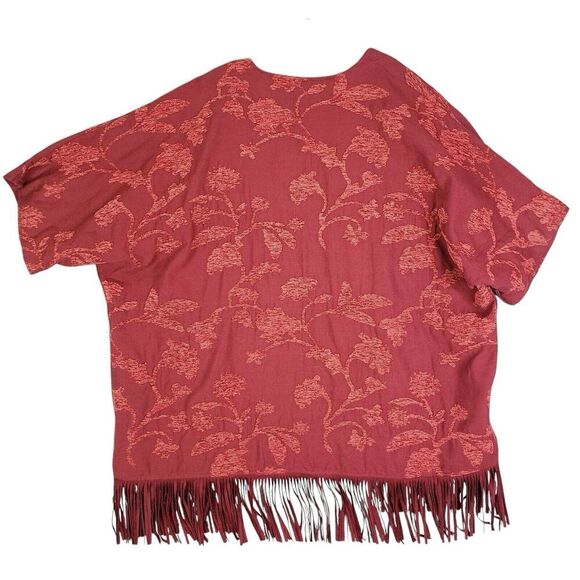 Chicos Wrap Kimono Jacket Size Small Medium Tapestry Island Village Fringe - Picture 3 of 10